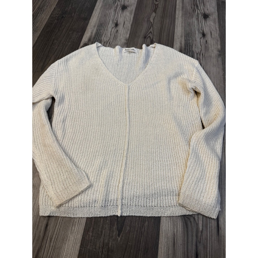 Peach Love California Womens Cream V-Neck Knit Sweater KT73897-03 Small